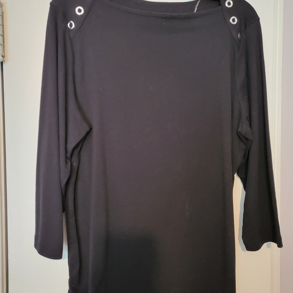 Black knit business casual top